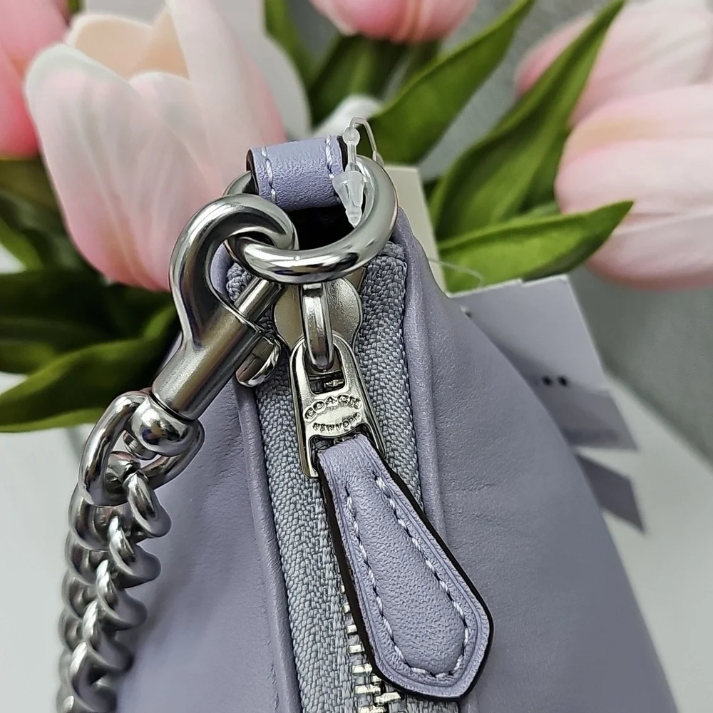 Nwt CoachTeri Lavender Shoulder Bag Smooth Leather with Signature Quilting - Picture 14 of 16